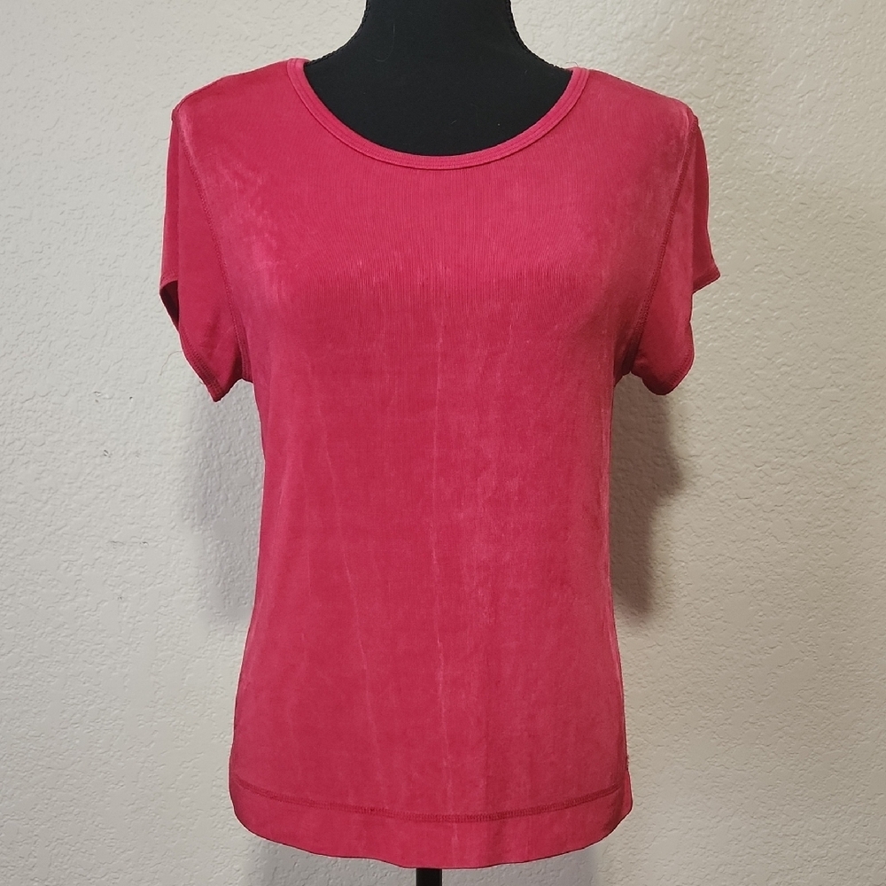 Chico's Pink Fitted Short Sleeve T-Shirt